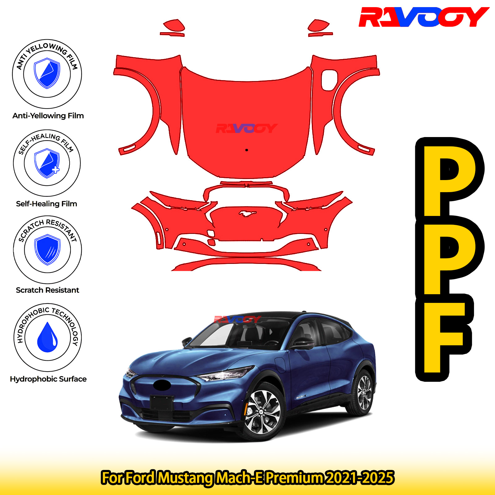 Paint Protection Film Matte - 포드 머스탱 마하-E 프리미엄 2021-2026 글로시