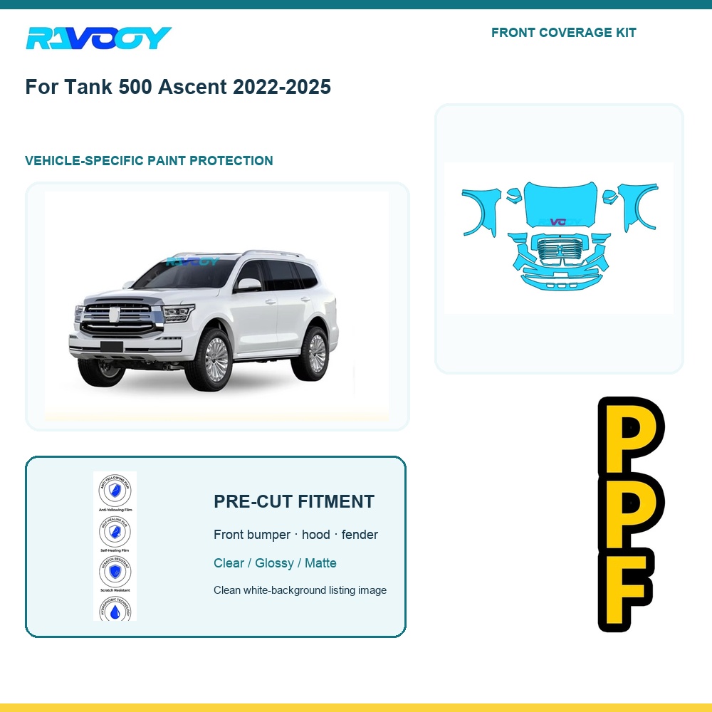 Paint Protection Film Matte - 탱크 500 아센트 2022-2025 프론트 엔드