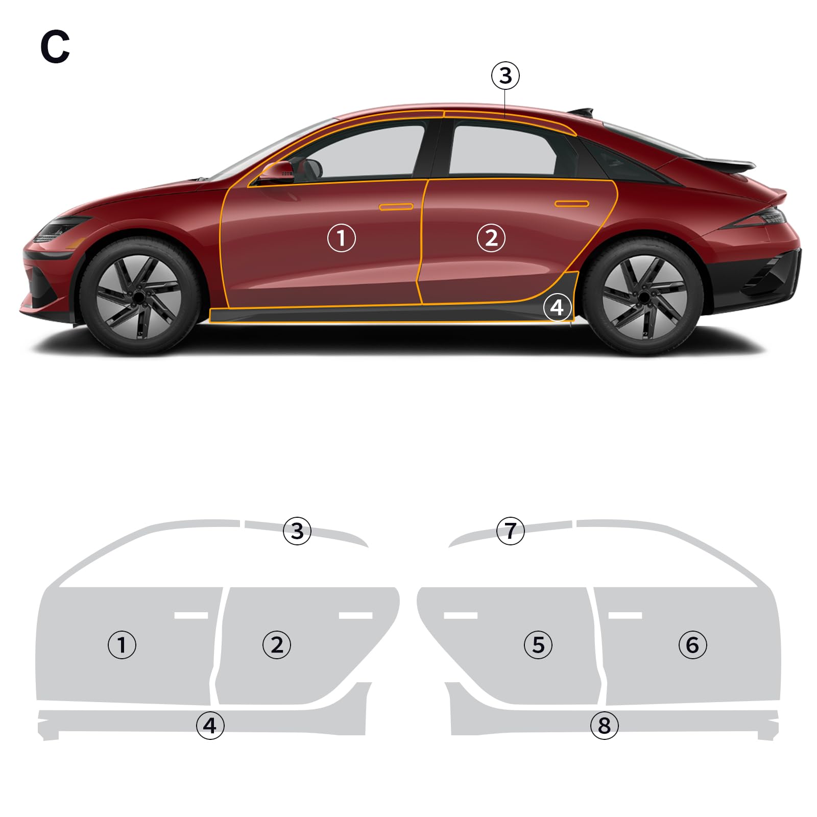 Paint Protection Film Matte - 현대 IONIQ 6 2023-2024 TPU 페인트