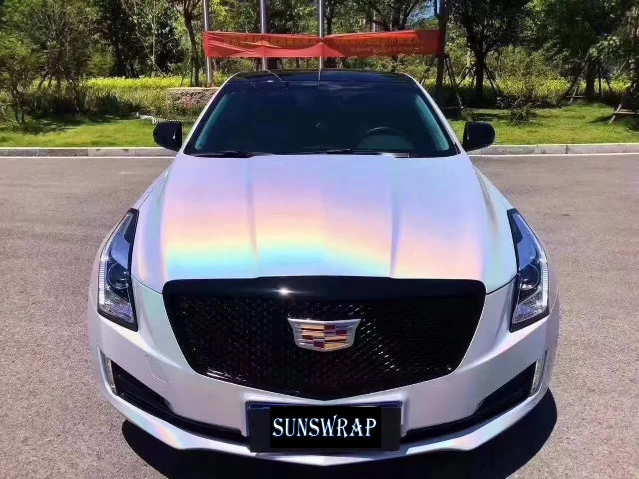 Car Vinyl Wrap Roll 1.52X18M - 프리미엄 광택 플립 사이키델릭 화이트 비닐