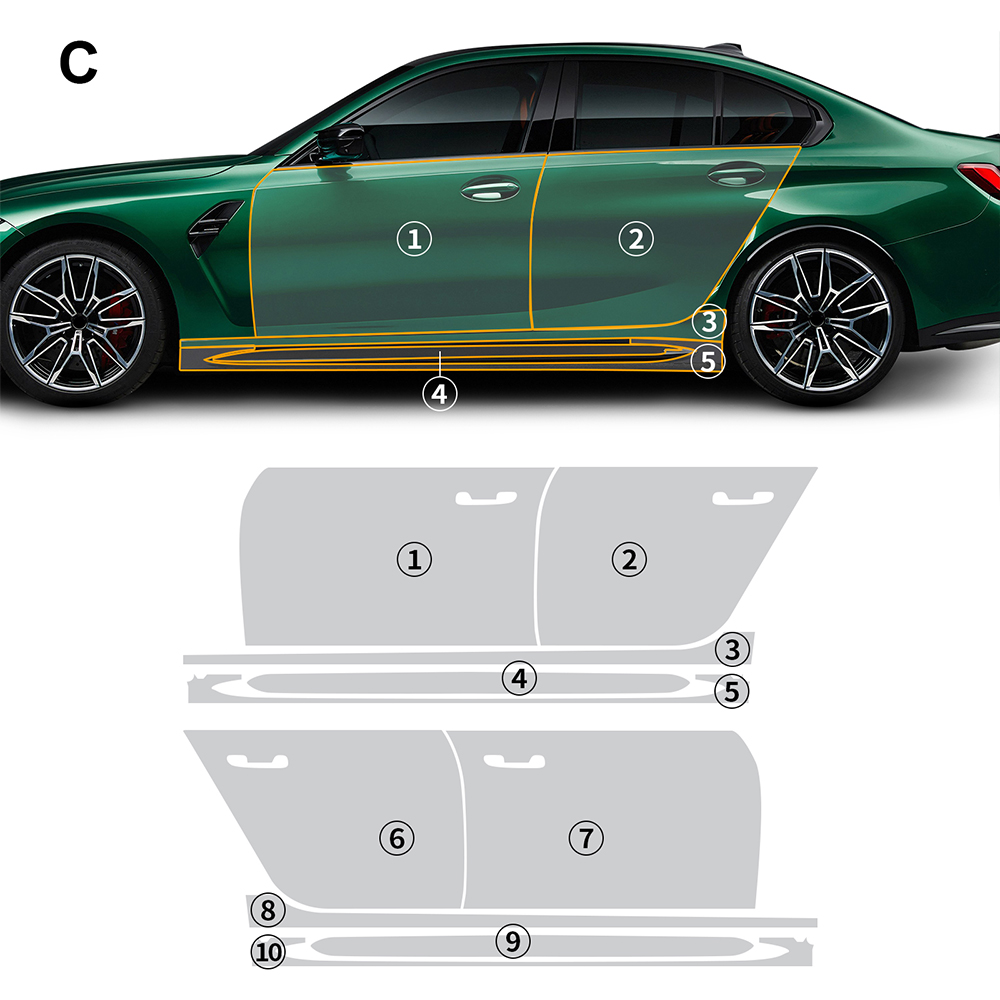Car Paint Protection Film Kit Pre Cut - BMW M3 G80 2021-2023용 8.5mil TPU
