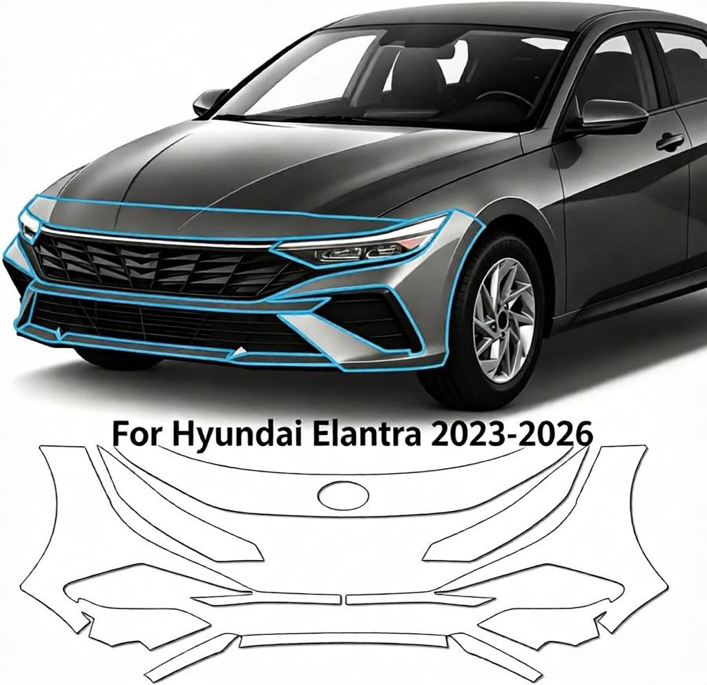 Car Paint Protection Film Kit Pre Cut - 현대 엘란트라 2023-2026용 9mil TPU 범퍼