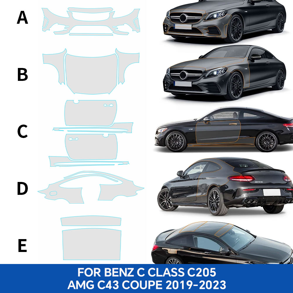 메르세데스 벤츠 C 클래스 C205 AMG C43 쿠페 - Car Paint Protection Film Kit Pre Cut 리뷰 및 가격